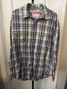 Robert Graham Purple & Green Plaid Long-Sleeve Dress Shirt